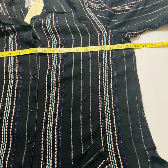 Elan Melon Multicolored Striped Button Up Oversized Shirt Size M Medium NWT - Picture 4 of 6